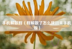 手机解散群（群解散了怎么找回来手机版）