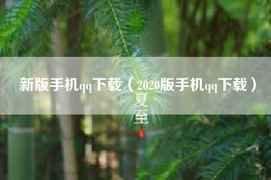 新版手机qq下载（2020版手机qq下载）